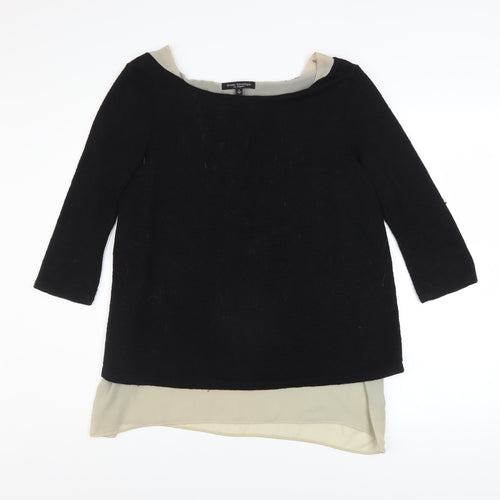 Green Envelope Women’s Black Boat Neck 3/4 Sleeve Pullover Jumper Size L