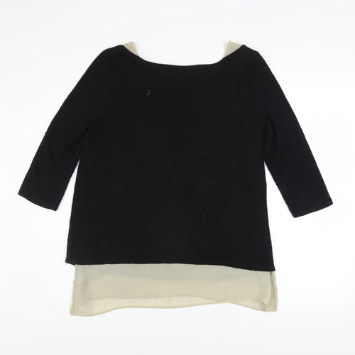 Green Envelope Women’s Black Boat Neck 3/4 Sleeve Pullover Jumper Size L