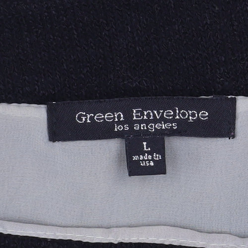 Green Envelope Women’s Black Boat Neck 3/4 Sleeve Pullover Jumper Size L