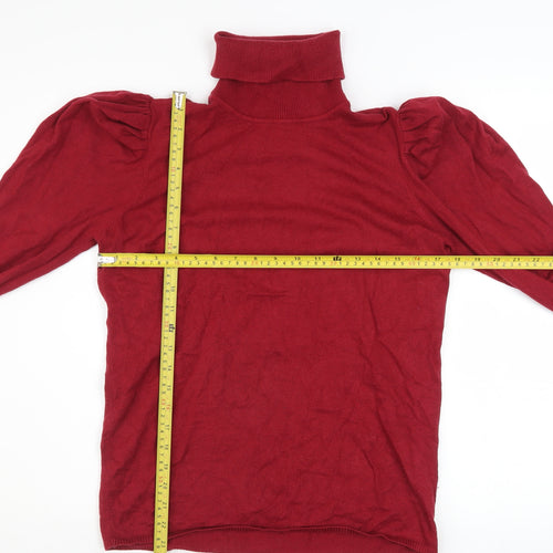 Piazza Italia Women Red Roll Neck Puff Sleeve Knit Jumper XL