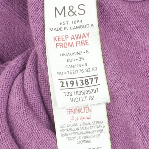 Marks & Spencer Women’s Purple Acrylic Crew Neck Jumper Size 8