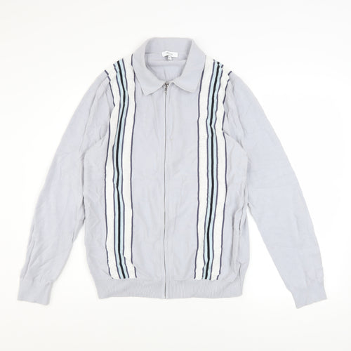 Reiss Men's Grey Cotton Zip-Up Track Jacket Size M