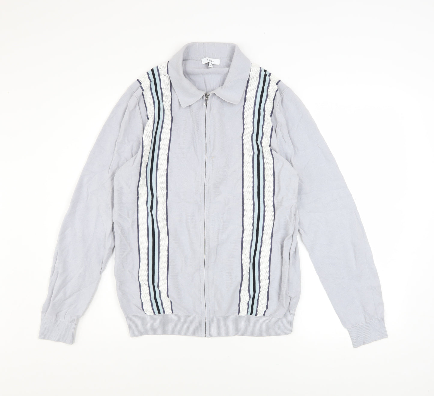 Reiss Men's Grey Cotton Zip-Up Track Jacket Size M