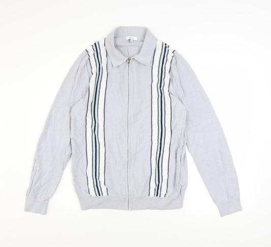 Reiss Men's Grey Cotton Zip-Up Track Jacket Size M