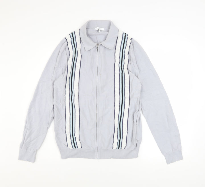 Reiss Men's Grey Cotton Zip-Up Track Jacket Size M
