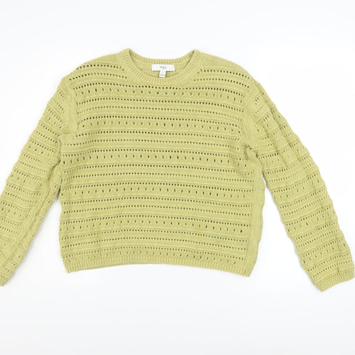 Marks and Spencer Women’s Green Open-Knit Cotton Jumper Size M
