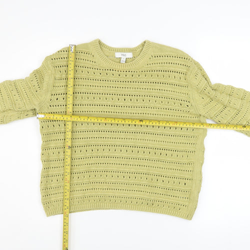 Marks and Spencer Women’s Green Open-Knit Cotton Jumper Size M