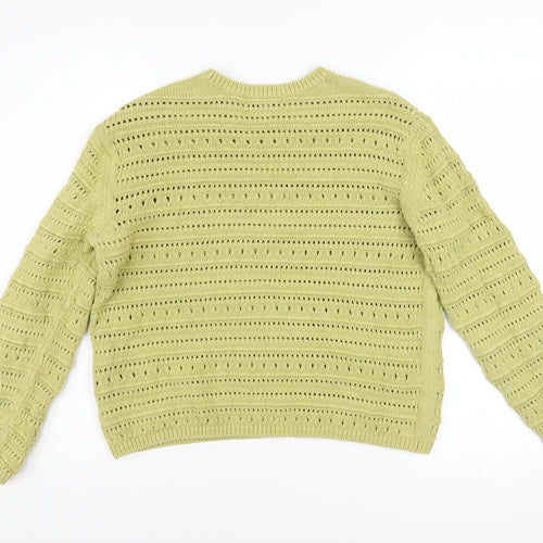 Marks and Spencer Women’s Green Open-Knit Cotton Jumper Size M