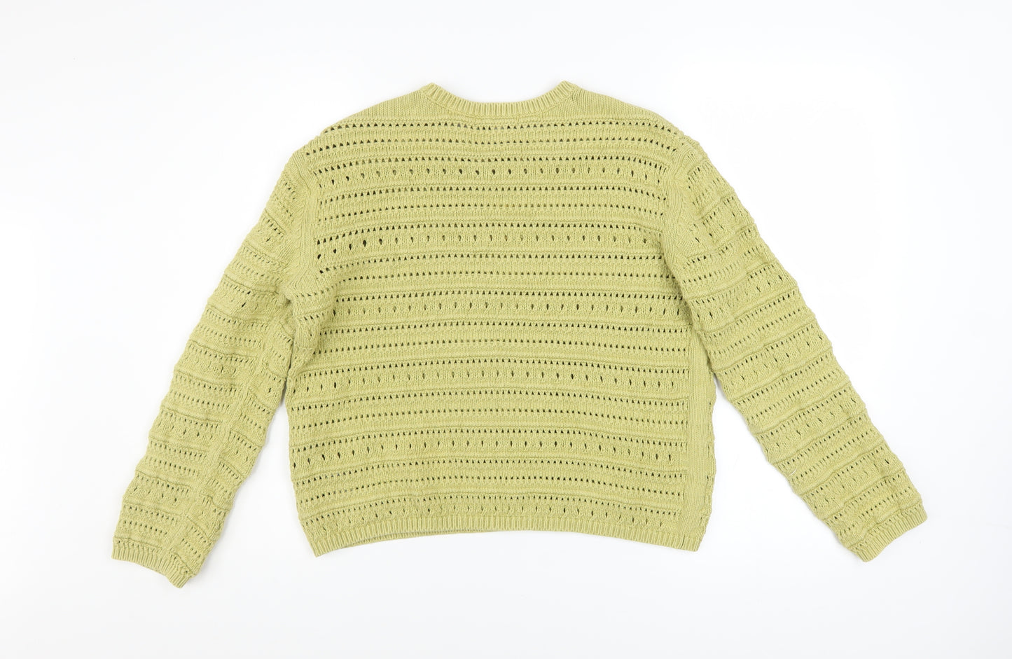 Marks and Spencer Women’s Green Open-Knit Cotton Jumper Size M