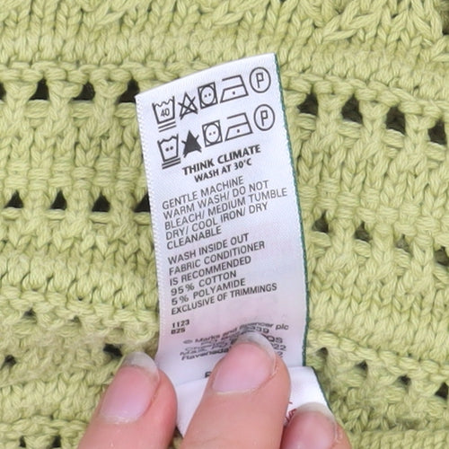 Marks and Spencer Women’s Green Open-Knit Cotton Jumper Size M