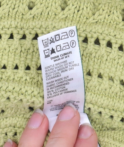 Marks and Spencer Women’s Green Open-Knit Cotton Jumper Size M