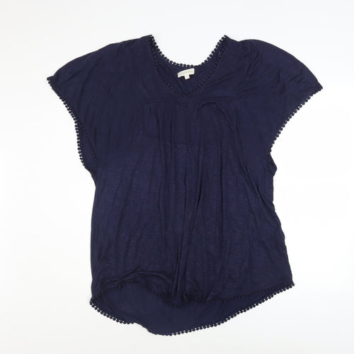 Monsoon Women’s Blue Viscose Crochet Trim Tunic Blouse Size M