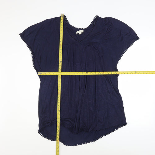 Monsoon Women’s Blue Viscose Crochet Trim Tunic Blouse Size M