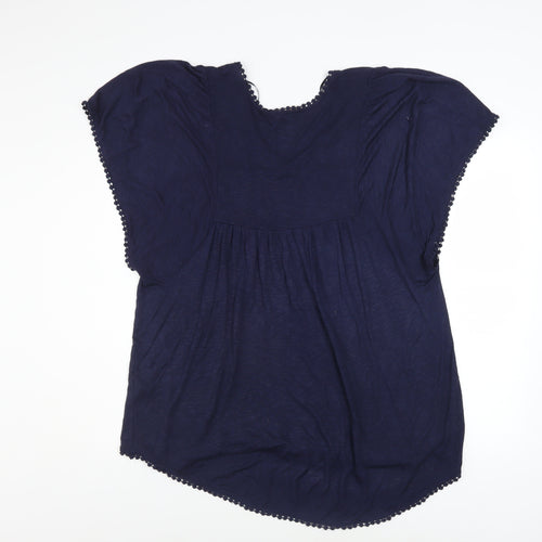 Monsoon Women’s Blue Viscose Crochet Trim Tunic Blouse Size M