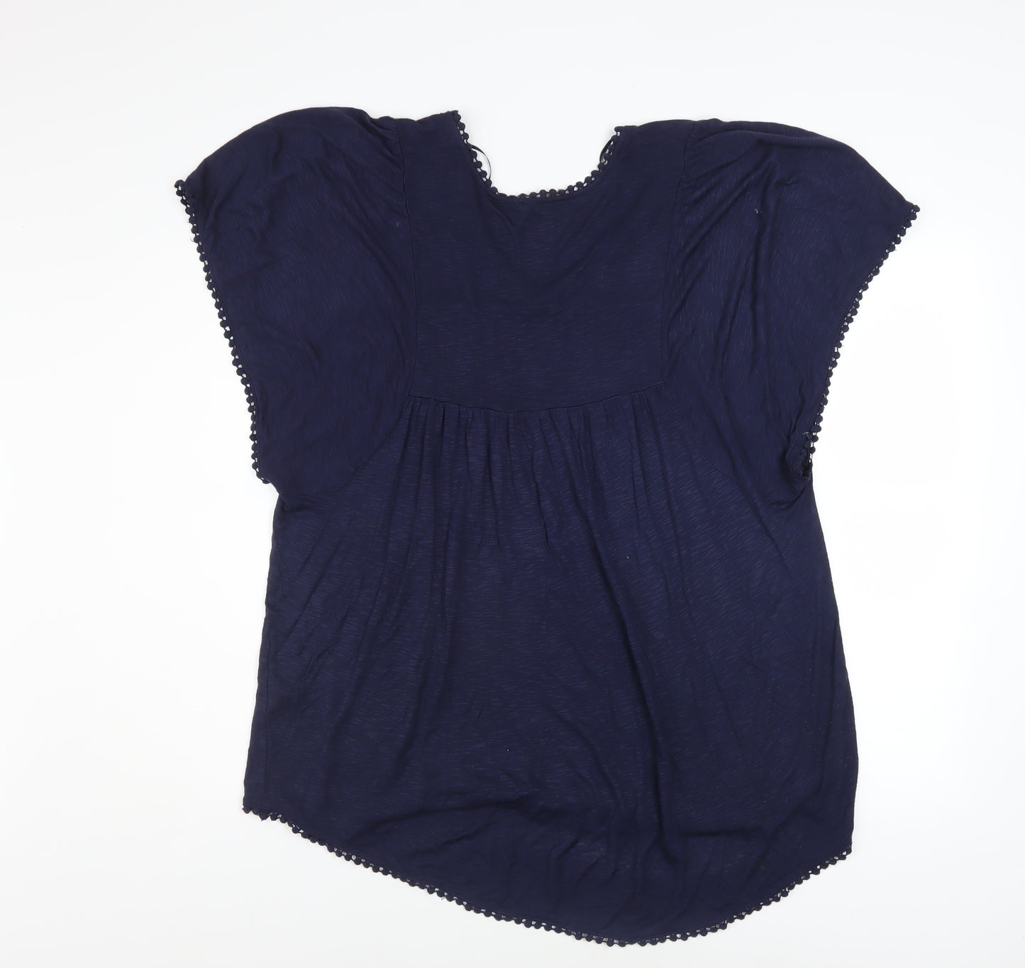 Monsoon Women’s Blue Viscose Crochet Trim Tunic Blouse Size M