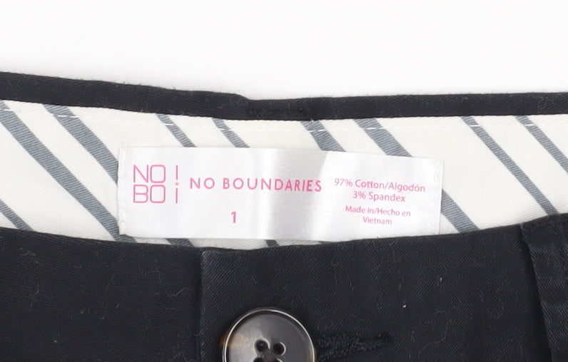 No Boundaries Women's Black Chino Shorts Size 4 Stretch Cotton