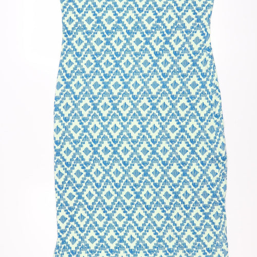 Marks and Spencer Women Blue Geometric Bodycon Dress Size 12 Petite