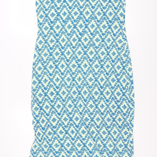 Marks and Spencer Women Blue Geometric Bodycon Dress Size 12 Petite