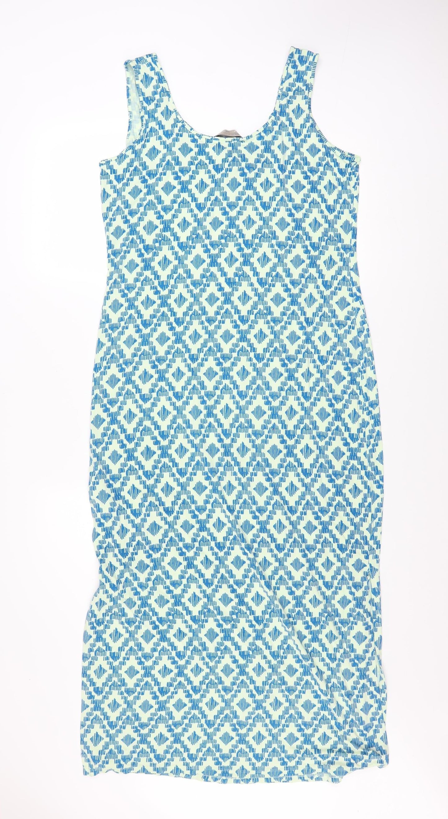 Marks and Spencer Women Blue Geometric Bodycon Dress Size 12 Petite