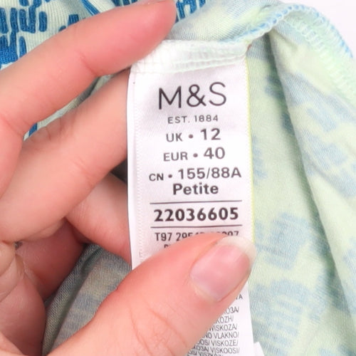 Marks and Spencer Women Blue Geometric Bodycon Dress Size 12 Petite