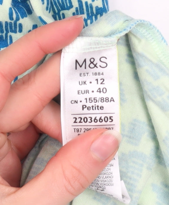 Marks and Spencer Women Blue Geometric Bodycon Dress Size 12 Petite