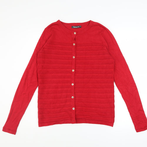Bonmarché Women’s Red Button-Up Knit Cardigan Size S