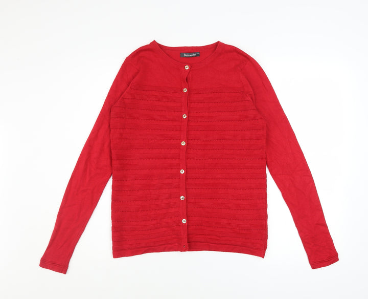 Bonmarché Women’s Red Button-Up Knit Cardigan Size S