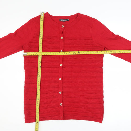 Bonmarché Women’s Red Button-Up Knit Cardigan Size S