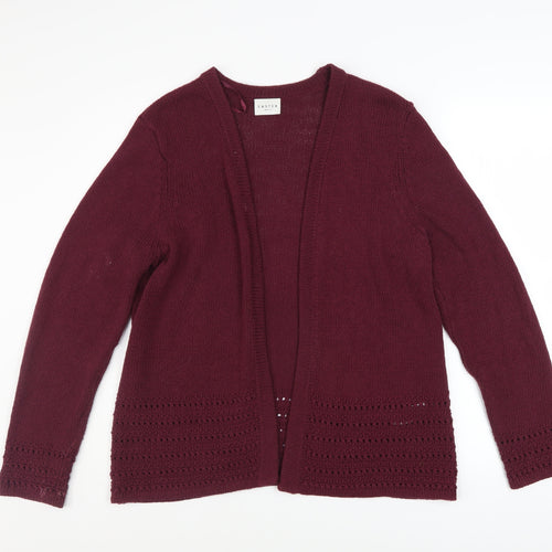 Eastex Women's Red Size 14 Open Knit Long Sleeve Cardigan