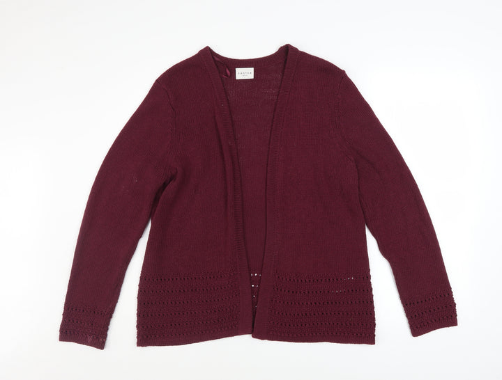 Eastex Women's Red Size 14 Open Knit Long Sleeve Cardigan