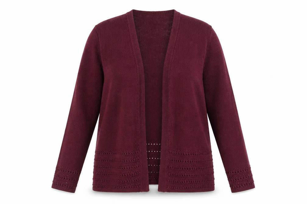 Eastex Women's Red Size 14 Open Knit Long Sleeve Cardigan