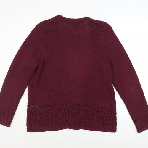 Eastex Women's Red Size 14 Open Knit Long Sleeve Cardigan