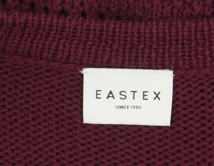 Eastex Women's Red Size 14 Open Knit Long Sleeve Cardigan
