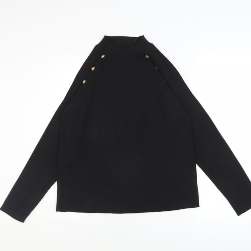 Et Vous Women's Black Size 20 Mock Neck Button Detail Jumper