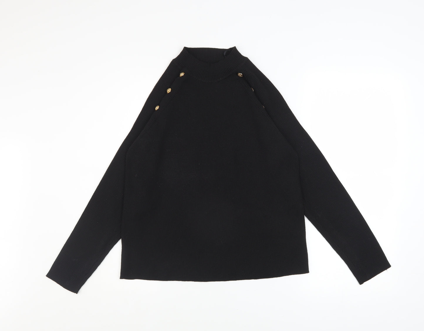 Et Vous Women's Black Size 20 Mock Neck Button Detail Jumper