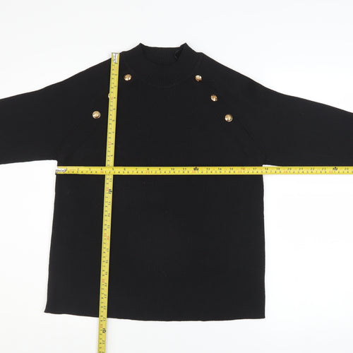 Et Vous Women's Black Size 20 Mock Neck Button Detail Jumper