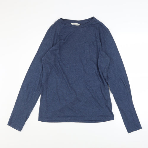 Kangaroo Poo Men's Blue Long Sleeve Cotton Blend Casual Top M