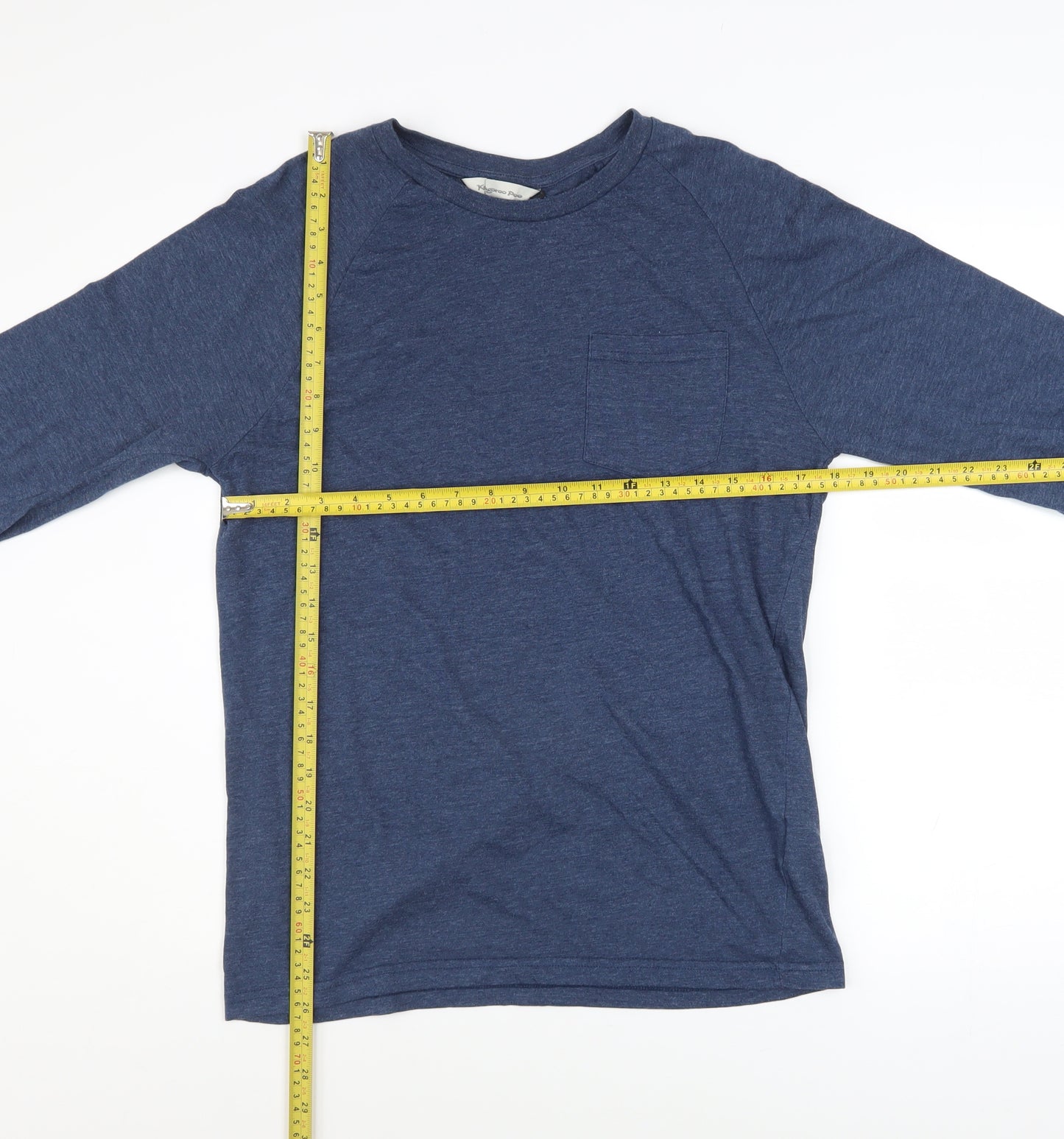 Kangaroo Poo Men's Blue Long Sleeve Cotton Blend Casual Top M