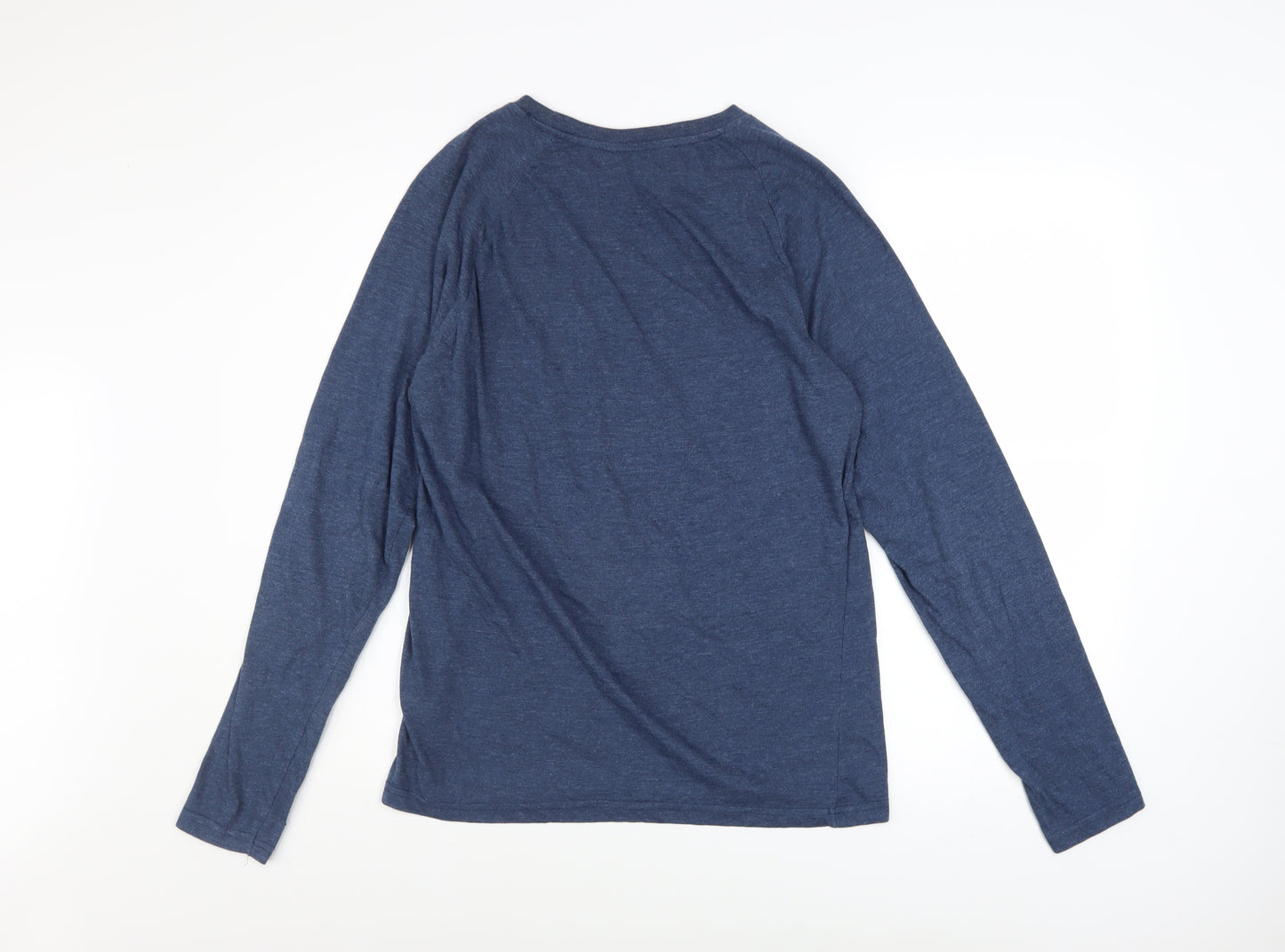 Kangaroo Poo Men's Blue Long Sleeve Cotton Blend Casual Top M