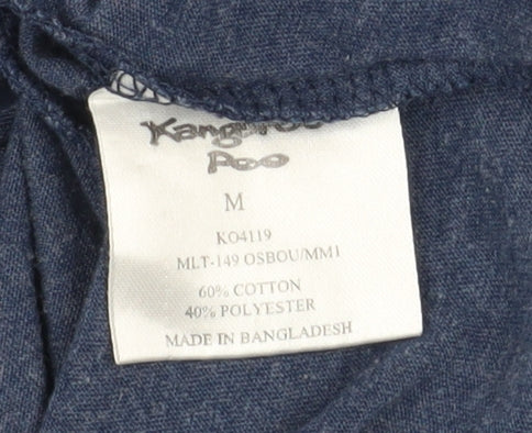 Kangaroo Poo Men's Blue Long Sleeve Cotton Blend Casual Top M