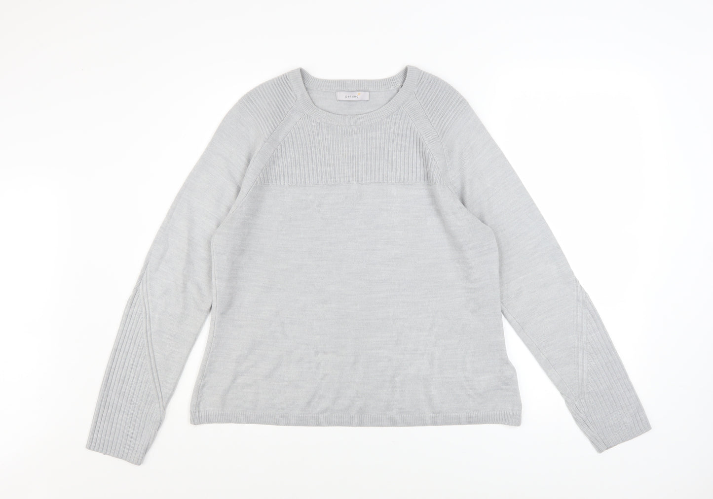Marks and Spencer Women Grey Size 12 Crew Neck Knit Jumper