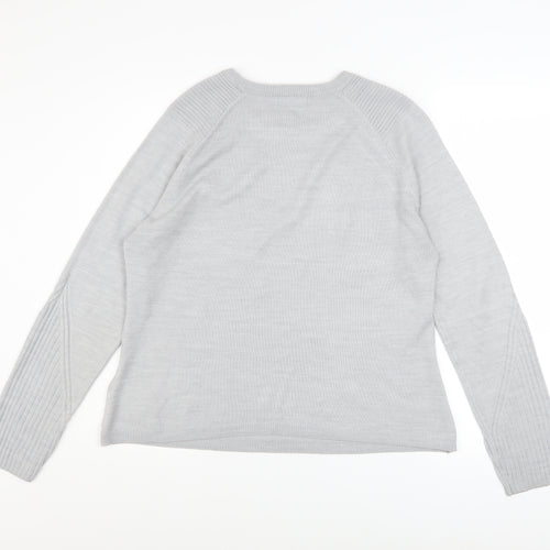 Marks and Spencer Women Grey Size 12 Crew Neck Knit Jumper
