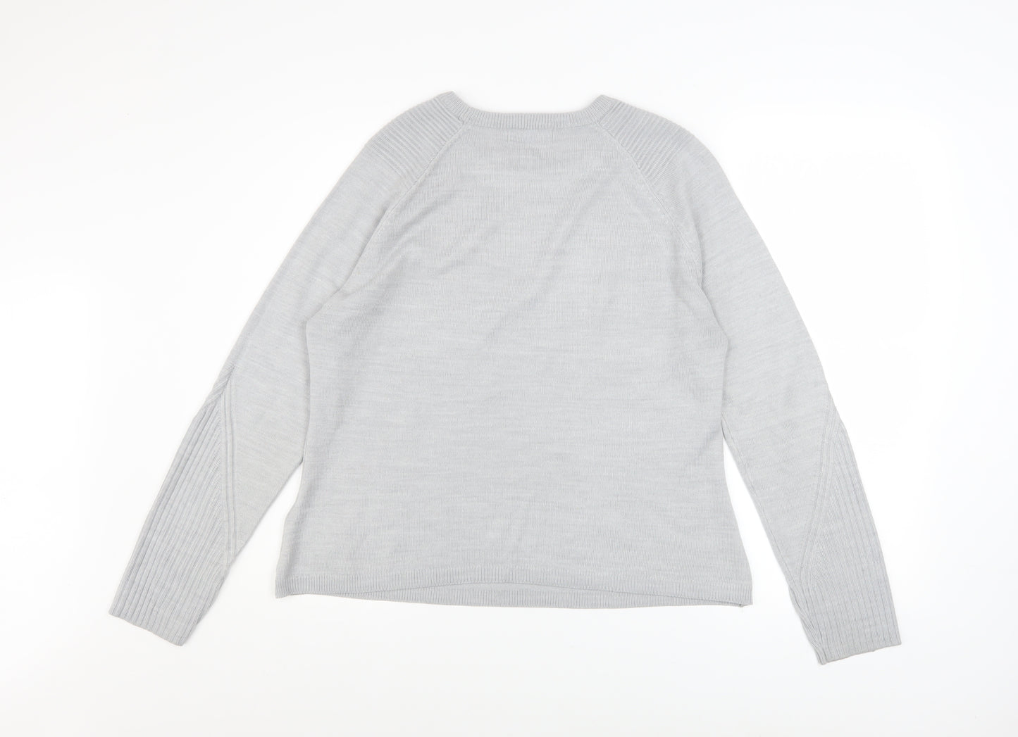 Marks and Spencer Women Grey Size 12 Crew Neck Knit Jumper