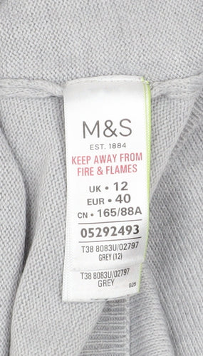 Marks and Spencer Women Grey Size 12 Crew Neck Knit Jumper