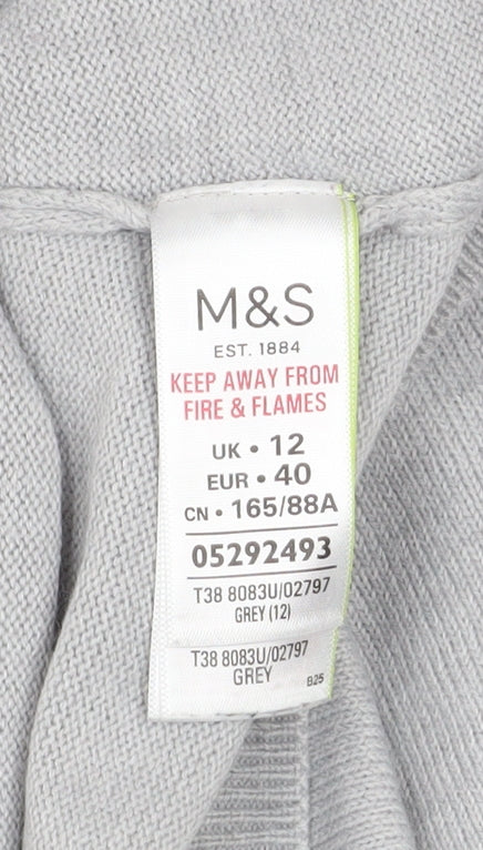 Marks and Spencer Women Grey Size 12 Crew Neck Knit Jumper