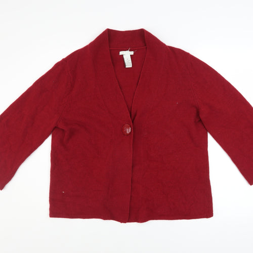 Tweeds Womens Red Wool Angora Blend Cardigan XL Knit V-Neck