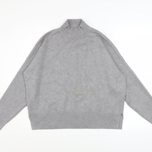 New Look Womens Grey Mock Neck Relaxed Fit Knit Jumper Size M