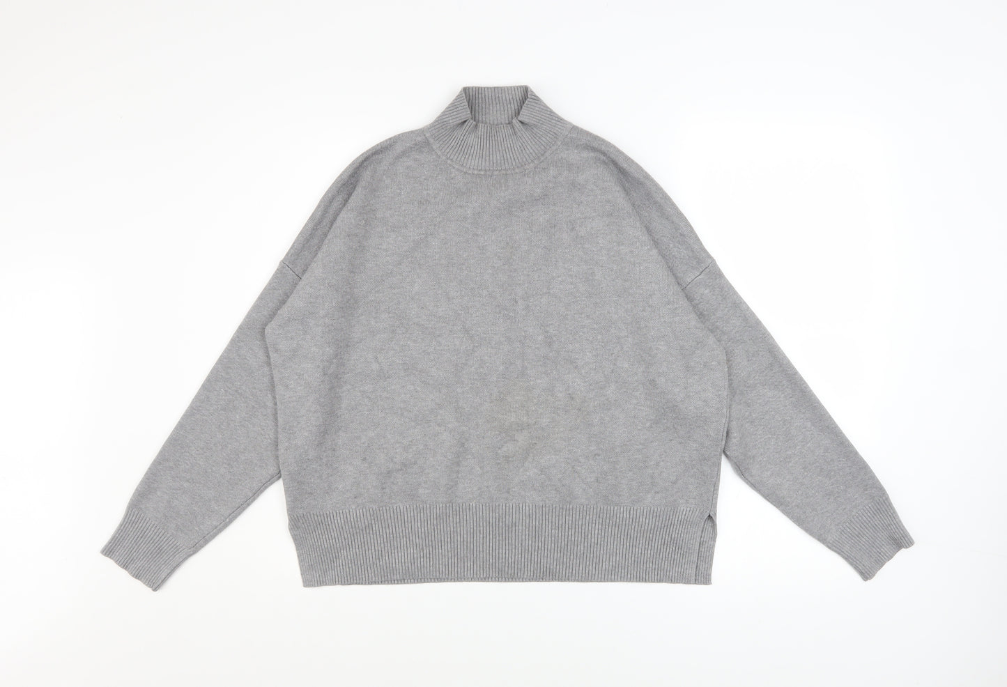 New Look Womens Grey Mock Neck Relaxed Fit Knit Jumper Size M