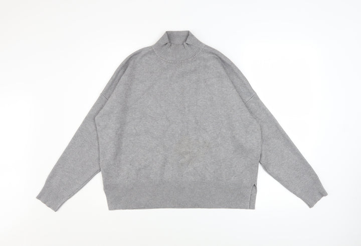 New Look Womens Grey Mock Neck Relaxed Fit Knit Jumper Size M