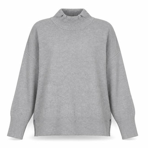 New Look Womens Grey Mock Neck Relaxed Fit Knit Jumper Size M
